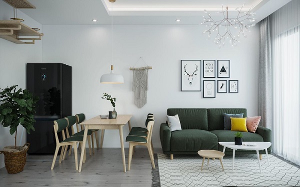 Thiết kế thiết kế phòng khách chung cư theo phong cách Bắc Âu đem đến sự độc đáo, mới lạ