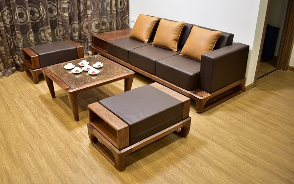 Mẫu sofa gỗ cho phòng khách nhỏ